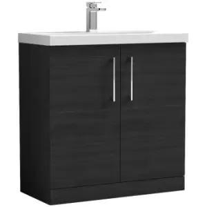 Image of Arno Charcoal Black 800mm 2 Door Vanity Unit with 40mm Profile Basin - ARN605A - Charcoal Black - Nuie
