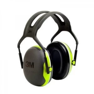 image of 3M PELTOR X4A Hi Viz Headband Ear Defender Headset SNR33 BlackGreen