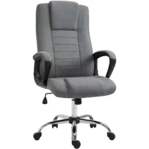 image of Linen Office Chair 360° Swivel High Back Wide Adjustable Seat Grey - Vinsetto