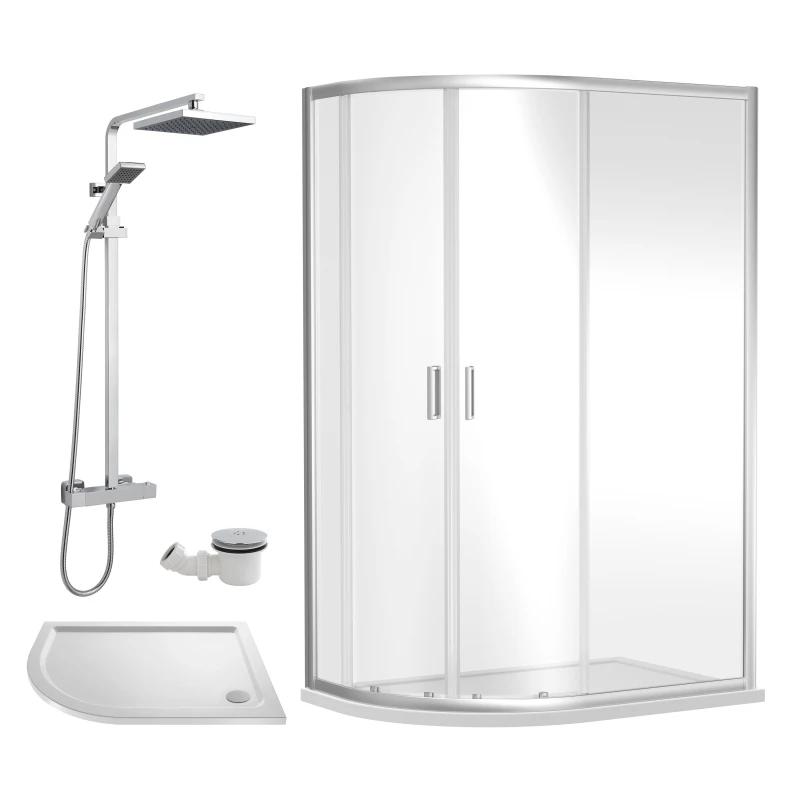 Image of Balterley Offset Left Quadrant Tray Square Shower Waste 1200x 800mm Silver unisex