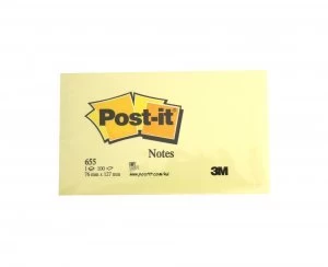 image of 3M Post It Notes Self Adhesive 127x76mm 100 Sheets Pack of 6 Canary Yellow