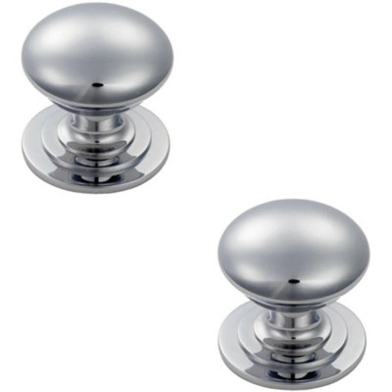 Image of Loops 2x Victorian Round Cupboard Door Knob 32mm Dia Polished Chrome Cabinet Handle Multi unisex