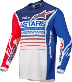 image of Alpinestars Racer Compass Motocross Jersey, white-red-blue, Size L, white-red-blue, Size L