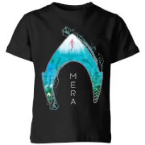 Image of Aquaman Mera Logo Kids T-Shirt - Black - 11-12 Years