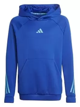 Image of adidas Junior Unisex Training Icons Hoodie - Blue Size 15-16 Years