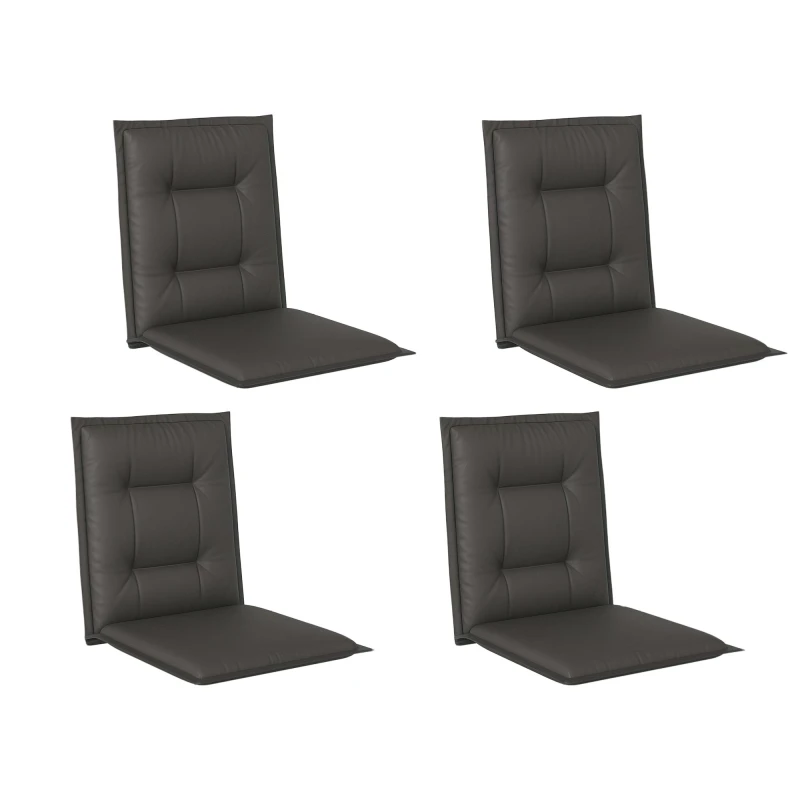 Image of Outsunny Set of 4 Garden Chair Cushions, Outdoor Seat Pads, Grey 84G-610V70CG
