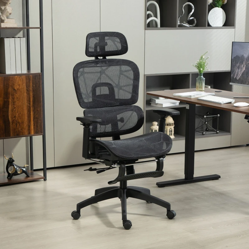 Image of HOMCOM Ergonomic Office Chair Swivel Computer Chair with 3D Armrest Black Black