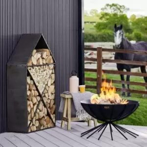 Image of Sculptural House Log Storage Black