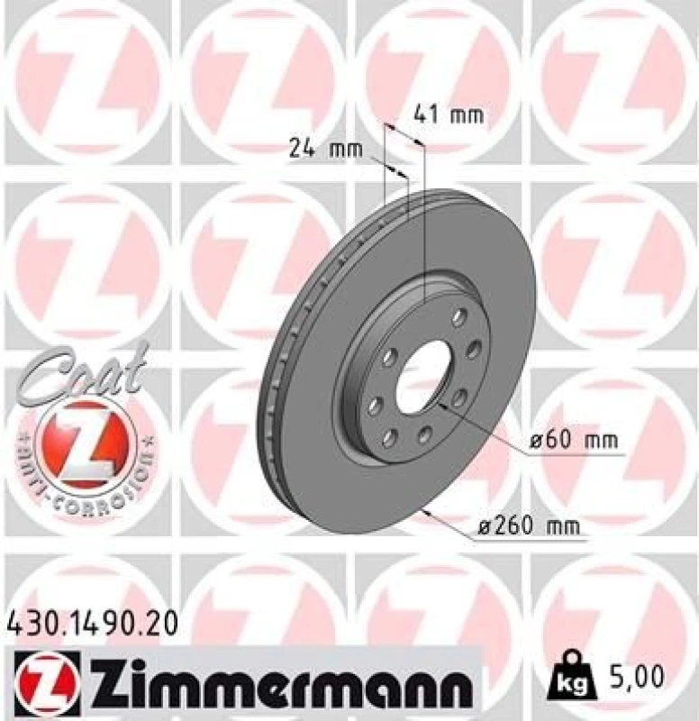 Image of ZIMMERMANN Brake disc ZIMMERMANN 430.1490.20