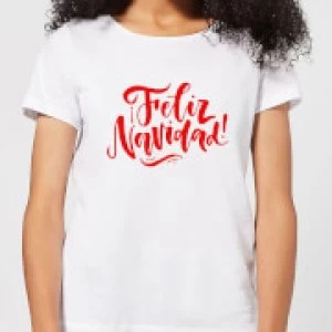 Image of Feliz Navidad Womens T-Shirt - White - 3XL