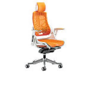 Image of Executive Chair Zure White Frame Elastomer Gel Orange With Arms With Headrest