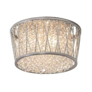 image of Endon Sophia - 3 Light Flush Chrome, Crystal (K5) Detail, G9