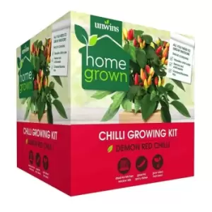 image of Unwins - Chilli Growing Kit Kitchen Window Indoor Garden Wooden Planter Box