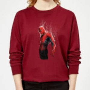 Image of Marvel Spider-man Web Wrap Womens Sweatshirt - Burgundy - L