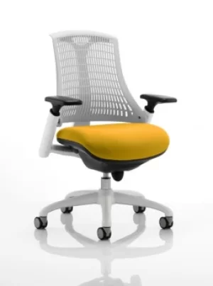 Image of Flex Task Operator Chair White Frame White Back Bespoke Colour Seat Yellow