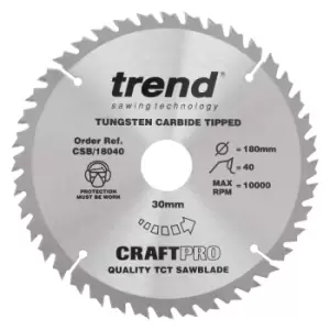 Image of Trend CRAFTPRO Wood Cutting Saw Blade 180mm 30T 30mm