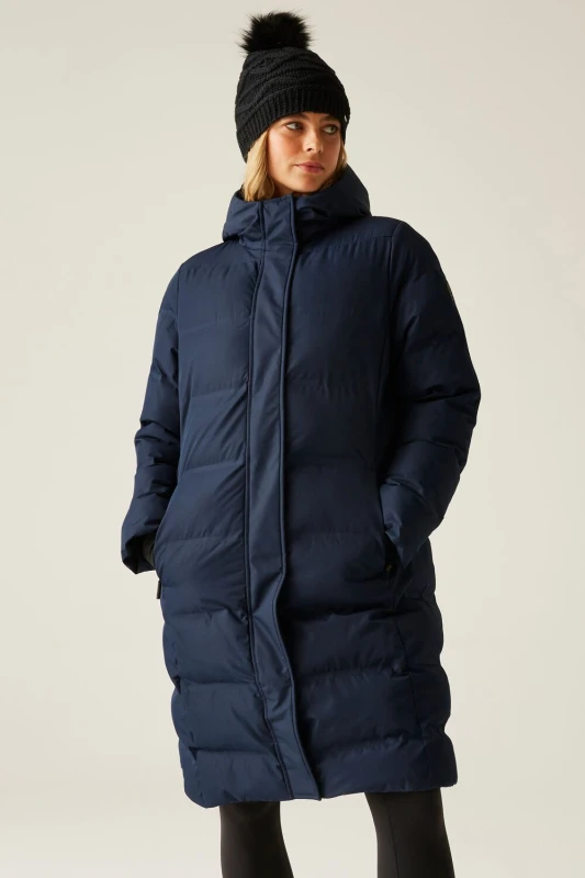 Image of Dare 2b Womens Wander Waterproof Longline Padded Jacket in Navy Size: 6 Navy Female 6