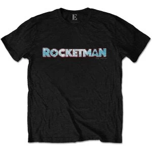 Image of Elton John - Rocketman Movie Logo Unisex Large T-Shirt - Black
