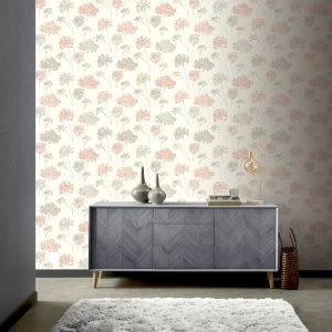 Image of Arthouse Anya Floral Metallic Wallpaper Blush Paper