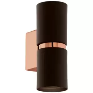 Image of Netlighting Passa 2 Light Indoor Up/Down Wall Light Brown, Copper, GU10