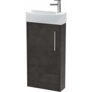 image of Juno Compact lh Floor Standing Vanity Unit and Basin 440mm Wide - Metallic Slate - Hudson Reed