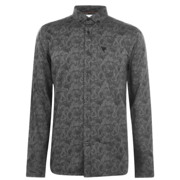 Image of Soviet Floral Shirt Mens - Charcoal