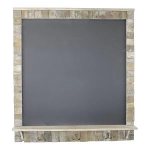 Image of Large Blackboard with Driftwod Effect Surround, Shelf and 3 Double Hooks