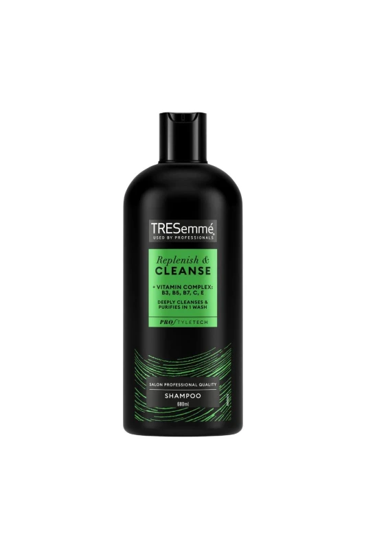 Image of Tresemme 'Shampoo' Replenish & Cleanse with Vitamins Complex B, C & E, 680 ml Black