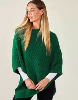 image of Accessorize Womens Ribbed Poncho Green, Size: 1x1cm