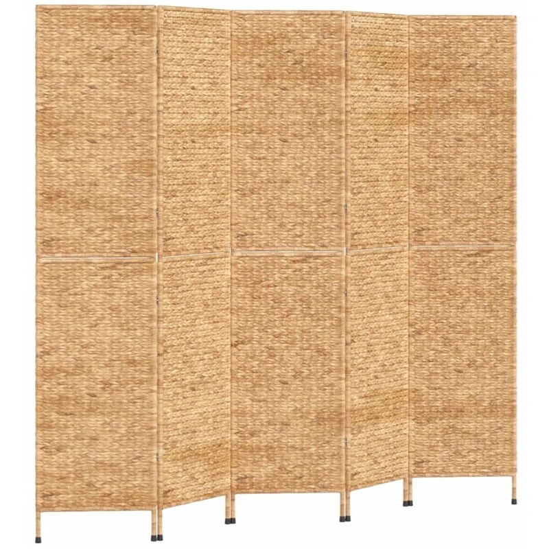 Image of Vidaxl Room Divider 5-panel 205X180 Cm Water Hyacinth, Brown 355197