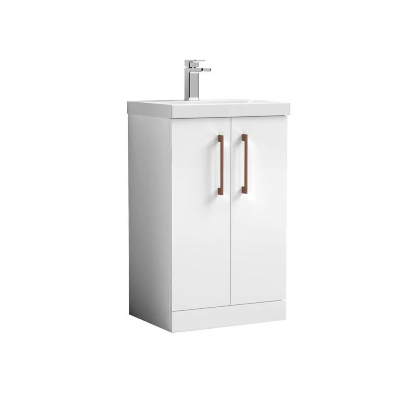 Image of Balterley Modern Bathroom 2 Soft Close Door Vanity Unit Basin, White, 500mm in White White Unisex