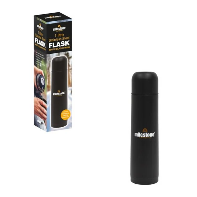 Image of Milestone 1L Stainless Steel Flask - Matte Black Finish 66040