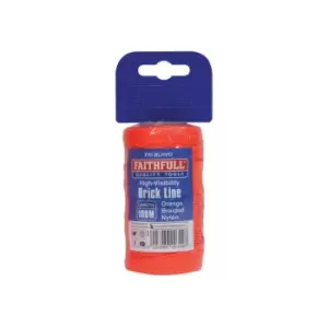 Image of Faithfull Hi-vis Nylon Brick Line 100m (330ft) Orange Faiblhvo