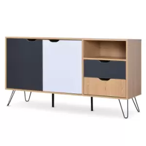 Image of Homcom Metal Side Table With Drawer Storage Multicolor
