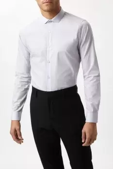 Image of Mens Grey Tailored Fit Long Sleeve Easy Iron Shirt