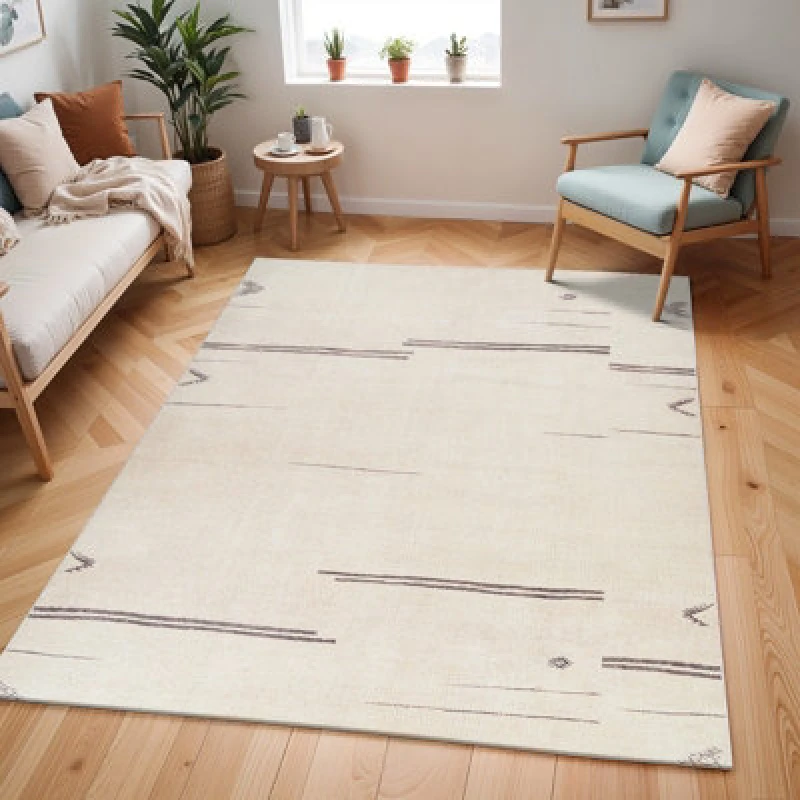 Image of Livabliss Becki Owens Rivi-Global Ivory Grey Living Dining Bedroom Rug in Cream Size: 120cm x 170cm Cream Unisex 120cm x 170 cm
