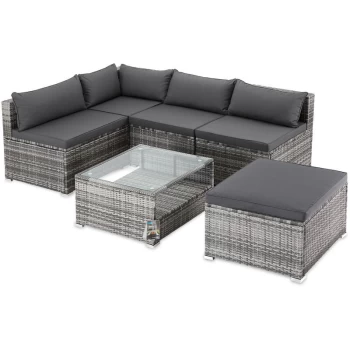 image of XL Lounge Set with extra thick cushions & pillows grau/anthrazit (de) - Casaria