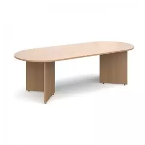 image of Arrow head leg radial end boardroom table 2400mm x 1000mm - beech