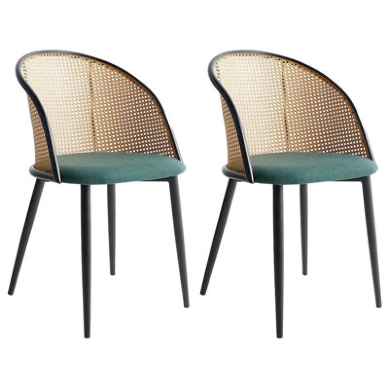 Image of Beliani Set Of 2 Dining Chairs Cornell Metal Green