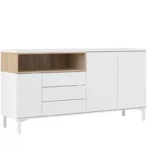 Image of Furniture To Go - Sideboard 3 Drawers 3 Doors in White and Oak - White and Oak