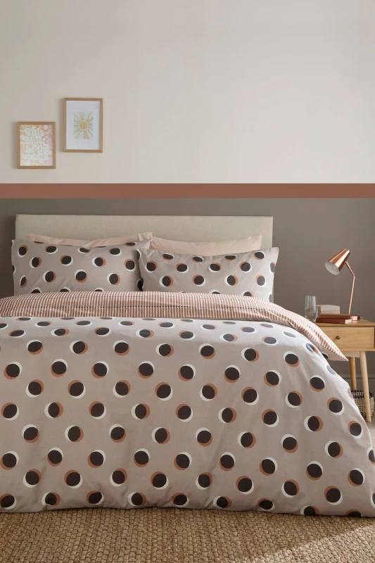 Image of Fusion 'Polka Spot' All Over Spot Print Duvet Cover Set in Natural Size: Single Natural Unisex Single