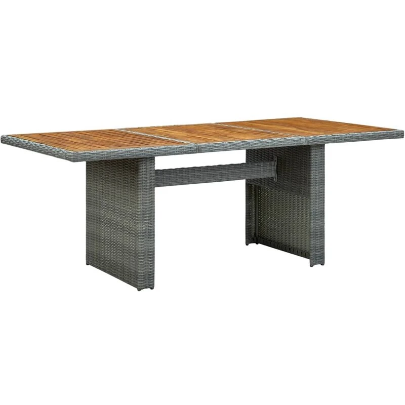 Image of VIDAXL Garden Table Light Grey Poly Rattan and Solid Acacia Wood Vidaxl 8720286156209