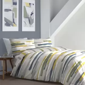 Image of Clifton Contemporary Print Easy Care Reversible Duvet Cover Set, Green, Double - Fusion