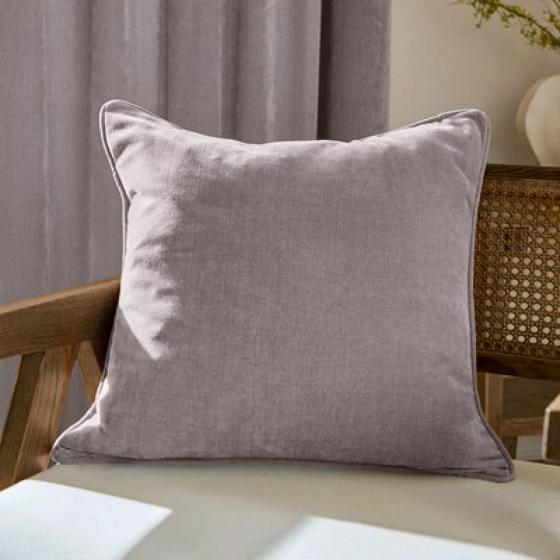 Image of Yard Heavy Chenille Woven Piped Cushion in Mauve Size: 50cm x 50cm Mauve Unisex 50cm x 50 cm