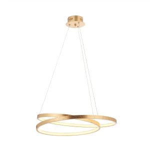 Image of LED 1 Light Pendant Gold Leaf, Frosted Acrylic