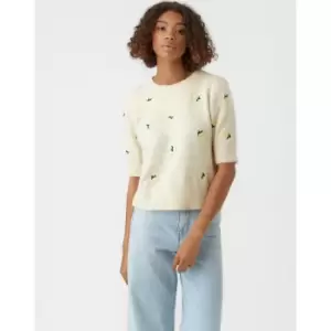 Image of Cropped Short Sleeve Jumper in Brushed Knit