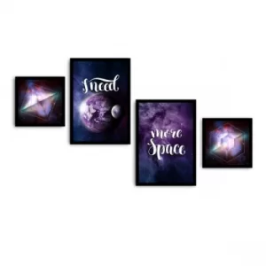 Image of 4PSCT-07 Multicolor Decorative Framed MDF Painting (4 Pieces)