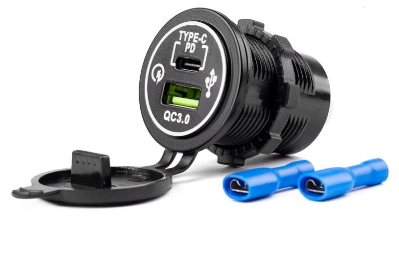 Image of AMiO 02858 Car mobile phone charger with cap, Number of inlets/outlets: 2, Quick Charge 3.0 Aluminium Car mobile phone charger (100026)