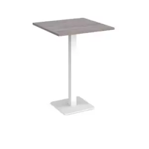 Image of Brescia square poseur table with flat square white base 800mm - grey oak
