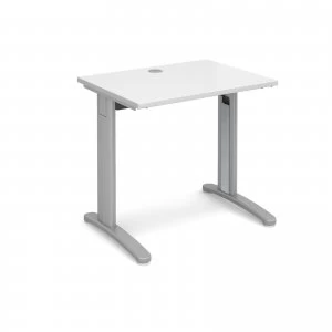 image of TR10 Straight Desk 800mm x 600mm - Silver Frame White Top